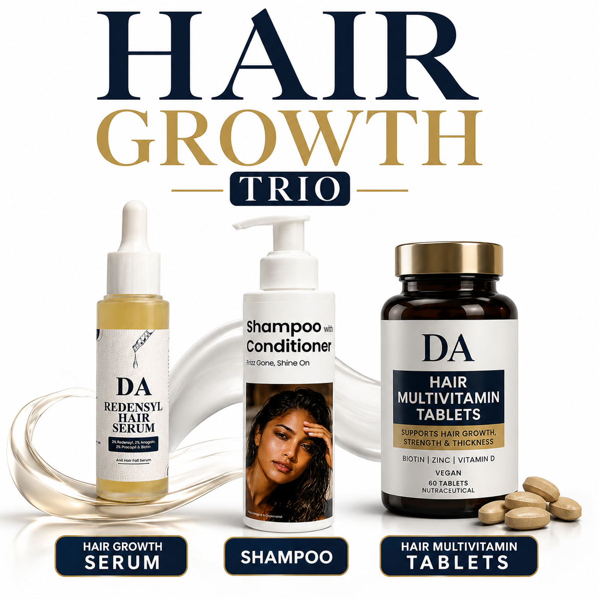 HAIR GROWTH TRI0 : Shampoo + Tablet + Serum