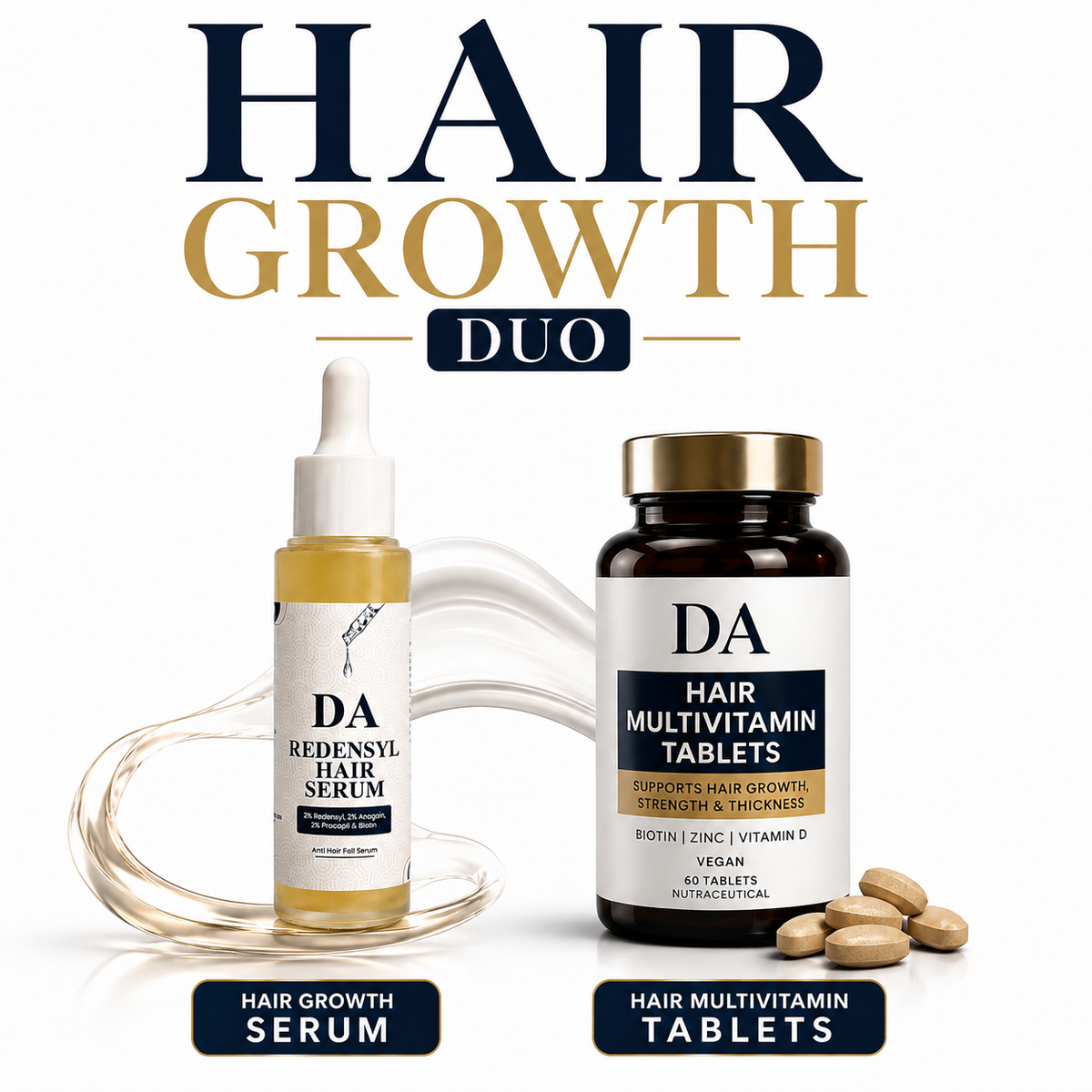Hair Growth DUO : Hair Multivitamin Tablets &  Hair Growth Serum